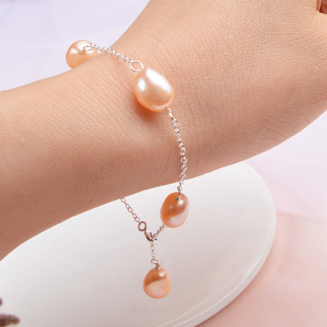 ASHIQI Natural Baroque Pearl - oryginalna bransoletka z srebra 925 dla kobiet, biżuteria z prawdziwymi słodkowodnymi perłami o średnicy 8-9mm - Wianko - 14