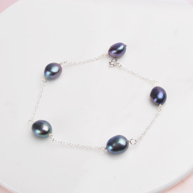 ASHIQI Natural Baroque Pearl - oryginalna bransoletka z srebra 925 dla kobiet, biżuteria z prawdziwymi słodkowodnymi perłami o średnicy 8-9mm - Wianko - 3
