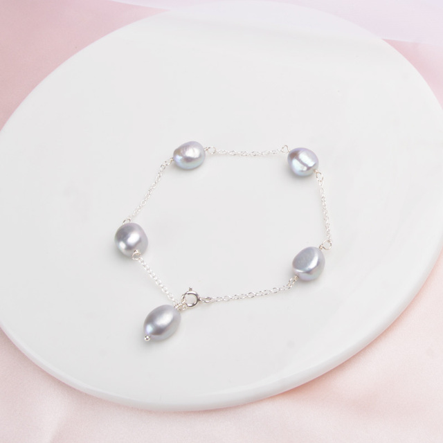 ASHIQI Natural Baroque Pearl - oryginalna bransoletka z srebra 925 dla kobiet, biżuteria z prawdziwymi słodkowodnymi perłami o średnicy 8-9mm - Wianko - 8