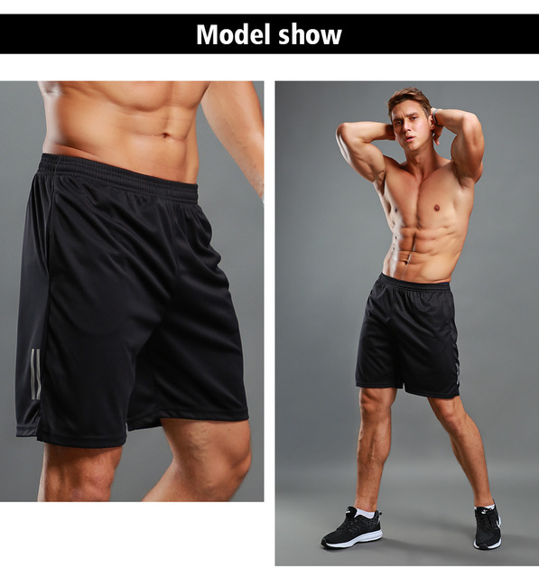 Męskie spodnie do biegania - oddychające, krótkie, czarne, 100% poliester - Wianko - 4