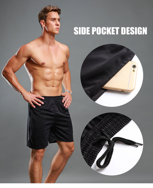 Męskie spodnie do biegania - oddychające, krótkie, czarne, 100% poliester - Wianko - 2