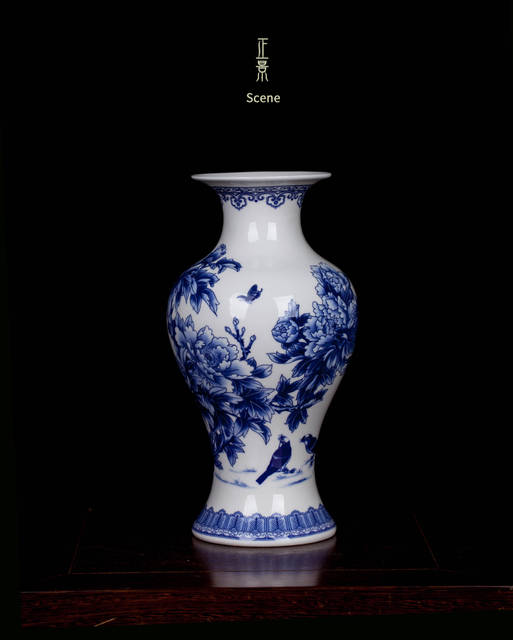 Ceramiczny wazon na kwiaty z Chin Jingdezhen w stylu piwonia - dekoracyjne błękitno-białe ozdoby porcelanowe dla salonu - Wianko - 11