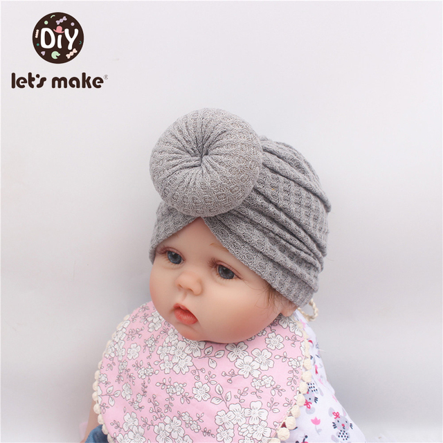 Solidna czapka dziecięca z dzianiny wafelkowej i szydełkowanym turbanem dla niemowląt - Wianko - 11