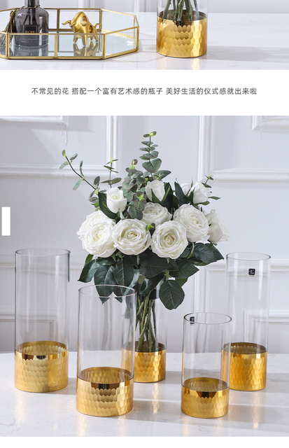 Luksusowe złocenie Honeycomb - proste szkło hydroponiczne przezroczysty wazon na kwiaty do dekoracji wnętrz - Wianko - 5