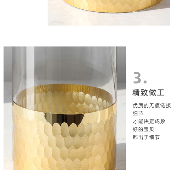 Luksusowe złocenie Honeycomb - proste szkło hydroponiczne przezroczysty wazon na kwiaty do dekoracji wnętrz - Wianko - 9