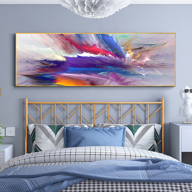 Plakat obraz ścienny na płótnie, większy rozmiar, abstrakcyjny, niebieski fioletowy chmura, do salonu wystrój domu, bez ramki - Wianko - 8