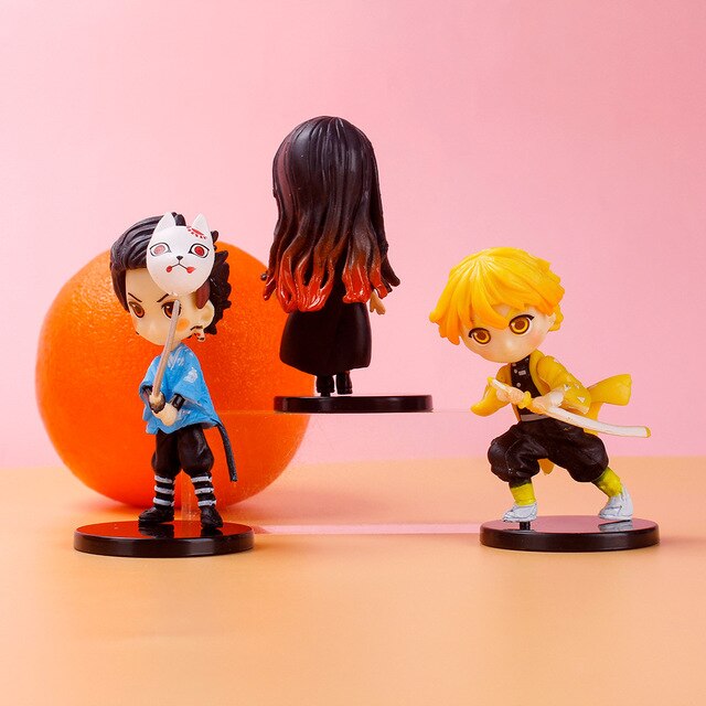 Figurki akcji Demon Slayer Kimetsu nie Yaiba Nezuko Zenitsu Tanjirou Giyuu Inosuke - zestaw 6 sztuk - Wianko - 5