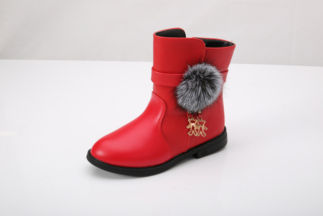 Nowość: Dziewczęce krótkie buty zimowe 2021, z bawełnianą wyściółką, ozdobione piłkami pluszowymi - Wianko - 19