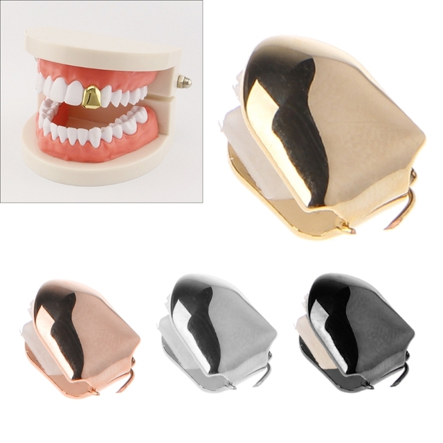 Niestandardowy złoty Grill do pojedynczego zęba na zęby ze srebrnym wykończeniem - Wianko - 5