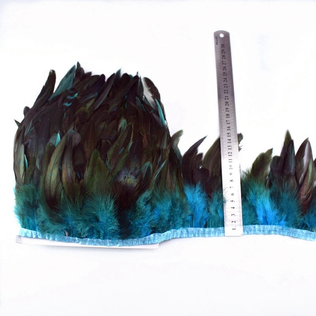 Naturalne pióra koguta, 2 metry, DIY Party Feather, szycie odzieży, pióropusz, wykończenie z frędzlami, rzemiosła, dekoracje ślubne, 13-18 cm - Wianko - 15