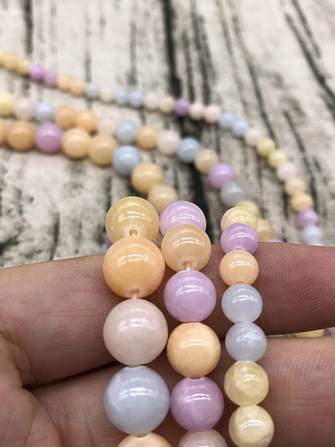 Naturalny jasno kolorowy kamień Jades - 6 8 10MM - okrągłe luźne koraliki do tworzenia biżuterii - 15 cali - hurtownia - Wianko - 4