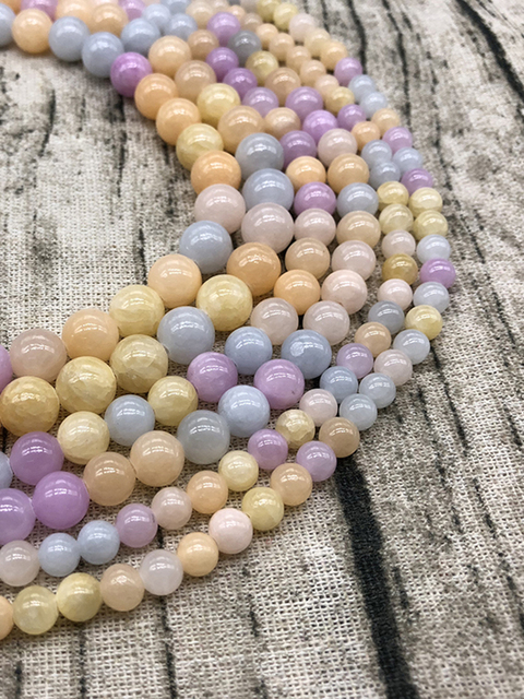 Naturalny jasno kolorowy kamień Jades - 6 8 10MM - okrągłe luźne koraliki do tworzenia biżuterii - 15 cali - hurtownia - Wianko - 3