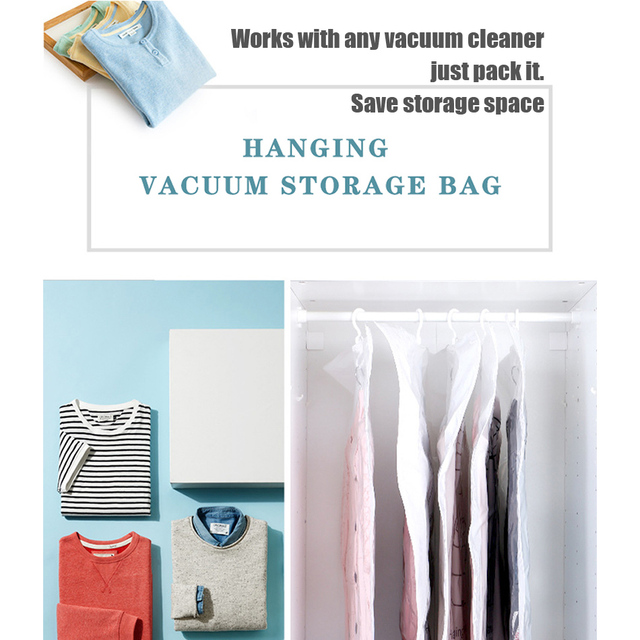 Próżniowe wiszące torebki do przechowywania organizator szafy - oszczędność miejsca na pościel, poduszki, koce i ubrania, odporność na kurz - Wianko - 3