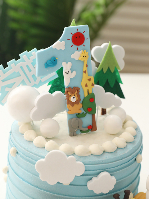 Pociąg zwierzęcy ozdoba na tort urodzinowy chłopiec książę roczne pierwsze urodziny - Wianko - 4