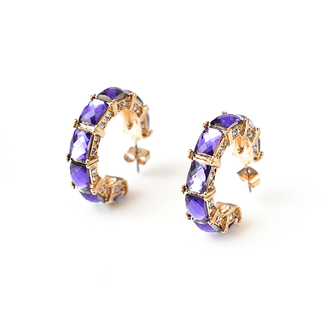 Podwójne kolczyki z metalową obręczą i kryształowymi strasami w kształcie literki C, ozdobione mini perłami, dla kobiet - Wianko - 14