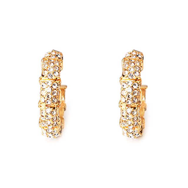 Podwójne kolczyki z metalową obręczą i kryształowymi strasami w kształcie literki C, ozdobione mini perłami, dla kobiet - Wianko - 18
