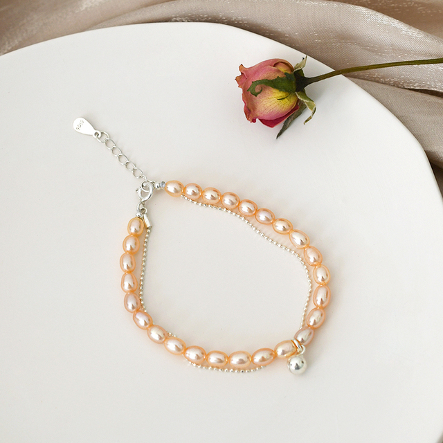Bransoletka ASHIQI z naturalną słodkowodną perłą i srebrnym dzwonkiem 925 dla kobiet - Wianko - 6