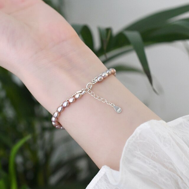 Bransoletka ASHIQI z naturalną słodkowodną perłą i srebrnym dzwonkiem 925 dla kobiet - Wianko - 9