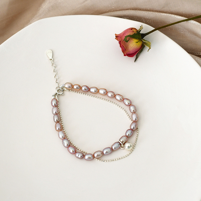 Bransoletka ASHIQI z naturalną słodkowodną perłą i srebrnym dzwonkiem 925 dla kobiet - Wianko - 2