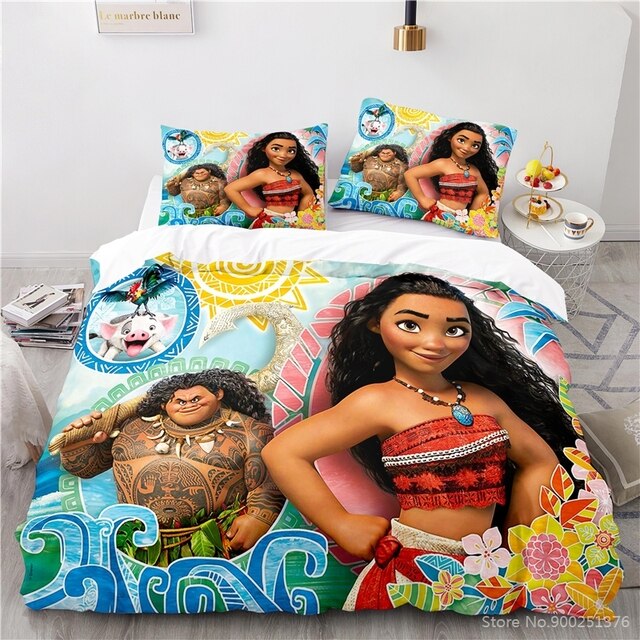 Zestaw pościeli Disney Cartoon Moana Maui Queen King Size z poszewkami na poduszki, pokrowcem na pierzynę i kapa na kołdrę - Wianko - 8