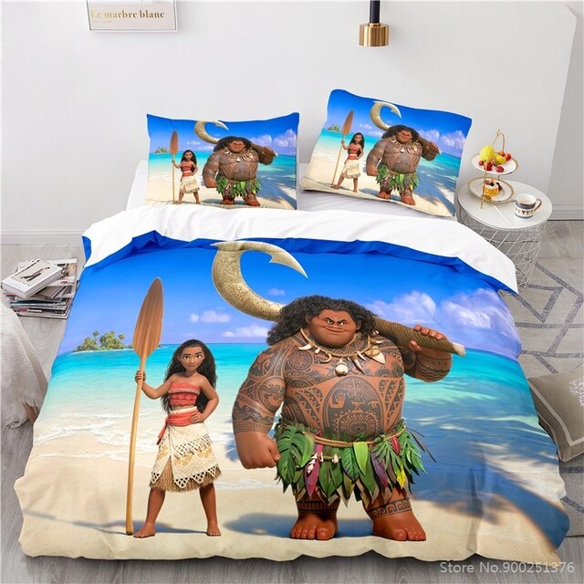 Zestaw pościeli Disney Cartoon Moana Maui Queen King Size z poszewkami na poduszki, pokrowcem na pierzynę i kapa na kołdrę - Wianko - 9