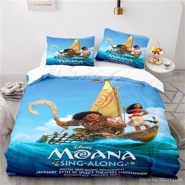 Zestaw pościeli Disney Cartoon Moana Maui Queen King Size z poszewkami na poduszki, pokrowcem na pierzynę i kapa na kołdrę - Wianko - 4