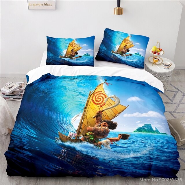 Zestaw pościeli Disney Cartoon Moana Maui Queen King Size z poszewkami na poduszki, pokrowcem na pierzynę i kapa na kołdrę - Wianko - 15