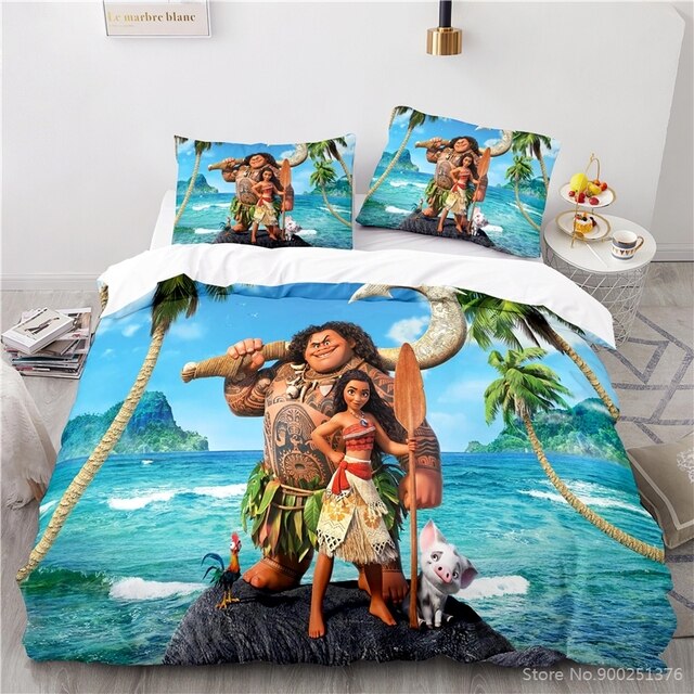Zestaw pościeli Disney Cartoon Moana Maui Queen King Size z poszewkami na poduszki, pokrowcem na pierzynę i kapa na kołdrę - Wianko - 13