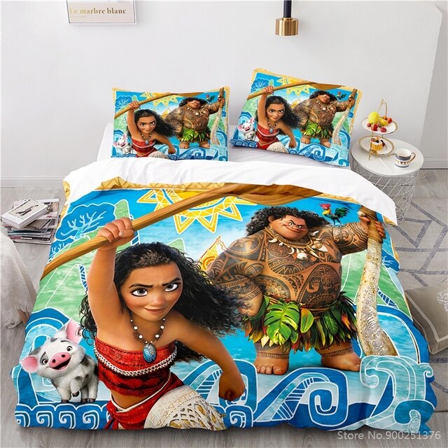 Zestaw pościeli Disney Cartoon Moana Maui Queen King Size z poszewkami na poduszki, pokrowcem na pierzynę i kapa na kołdrę - Wianko - 5