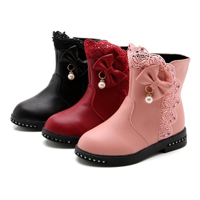 Nowe skórzane buty dla dziewczynek - modna kokardka, wodoodporne - Wianko - 18