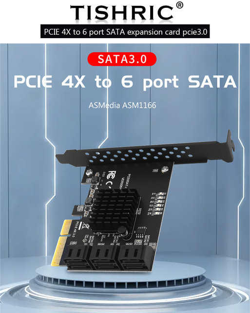 Karta rozszerzeń PCI-E do SATA3.0, kontroler 6 portów SATA III, obsługa HDD i SSD - Wianko - 1