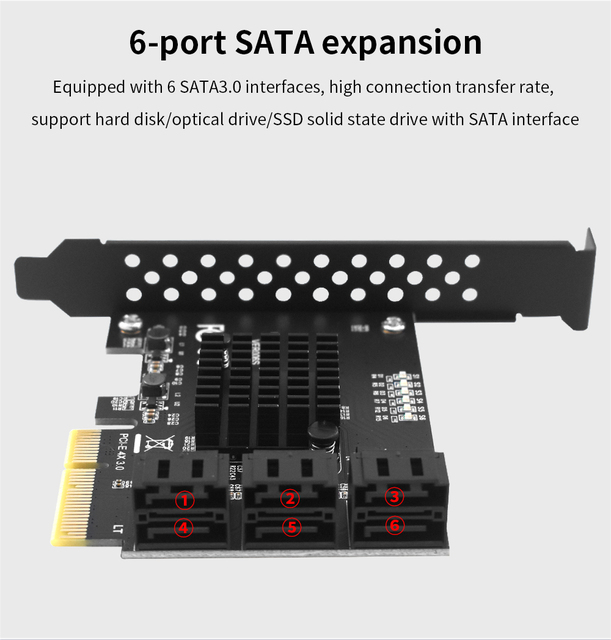 Karta rozszerzeń PCI-E do SATA3.0, kontroler 6 portów SATA III, obsługa HDD i SSD - Wianko - 3