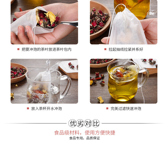 100 sztuk jednorazowych torebek do herbaty Food Grade o wymiarach 5x7cm/6x8cm z filtrem Heal Seal - Wianko - 8