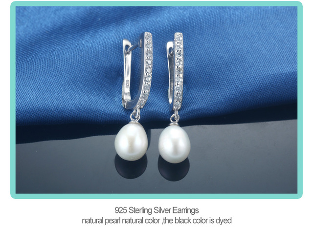 Kolczyki wiszące z naturalnych pereł 925 srebro biżuteria damskie na wesele 5 kolorów - Wianko - 6