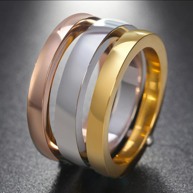 Zestaw 3 pierścionków ślubnych z różowego złota i srebrnego tytanu dla kobiet R1314 - Wianko - 6