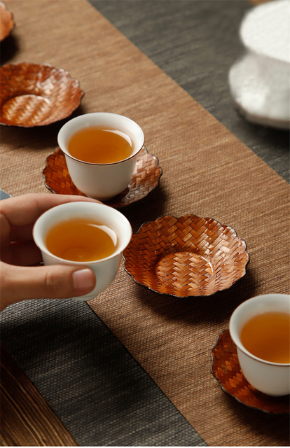 Bambusowa podkładka na kubek do herbaty japońskiej z izolacją termiczną - zestaw do herbaty Kung Fu - Wianko - 4