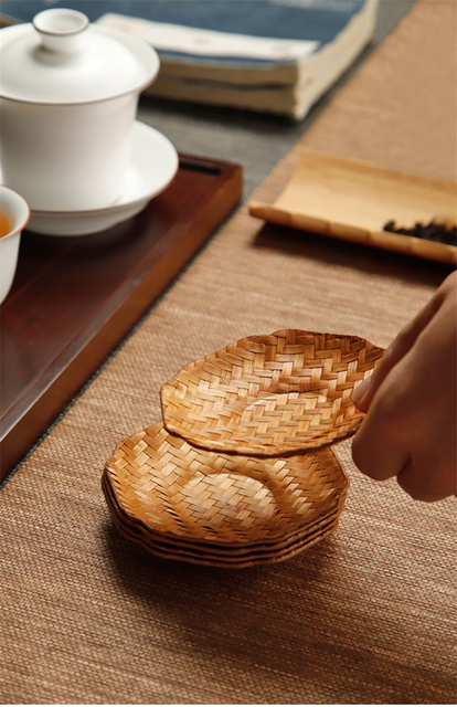 Bambusowa podkładka na kubek do herbaty japońskiej z izolacją termiczną - zestaw do herbaty Kung Fu - Wianko - 2