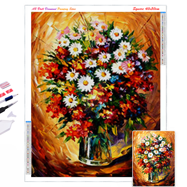 Diamentowy obraz - Torba na zamek błyskawiczny kwadratowy/okrągły, kolor kwiat AB, zestaw do malowania diamentami, haft diamentowy, piwonia, mozaika róży - Wianko - 4