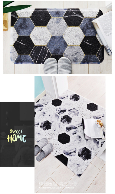 Niestandardowy dywan PV Silk Loop w nieregularnym kształcie - Mat do łazienki i kuchni, skrobak butów - w kratkę z diamentami - Wianko - 14