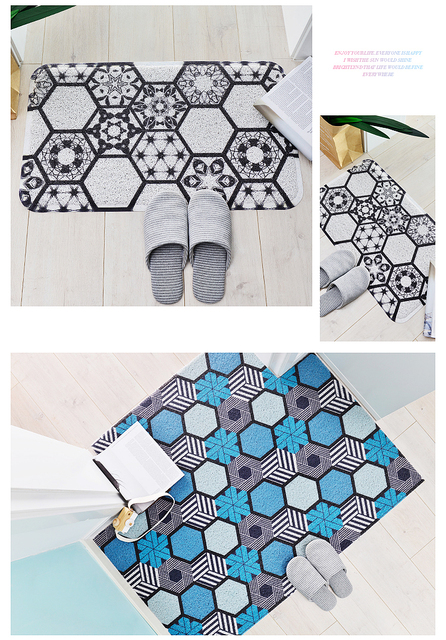 Niestandardowy dywan PV Silk Loop w nieregularnym kształcie - Mat do łazienki i kuchni, skrobak butów - w kratkę z diamentami - Wianko - 10