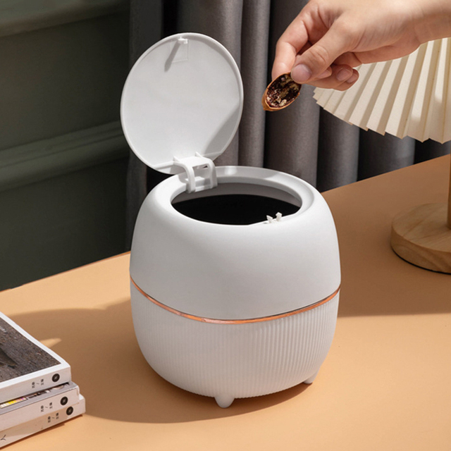 Kosz na śmieci biurkowy Mini nocna Skandynawska moda luksusowy stolik do herbaty małe wiadro gospodarstwa domowego - Wianko - 3
