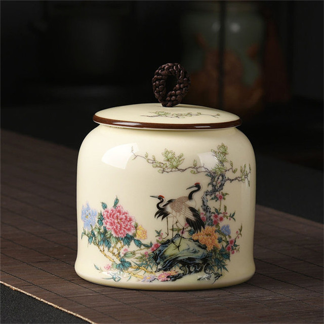 Duża ceramika-4 wzory chińskie słoik herbaty, przenośny pojemnik na herbatę z uszczelnieniem, idealny do kawy i herbaty - Wianko - 13