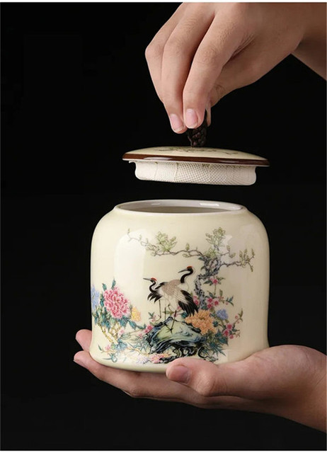 Duża ceramika-4 wzory chińskie słoik herbaty, przenośny pojemnik na herbatę z uszczelnieniem, idealny do kawy i herbaty - Wianko - 6