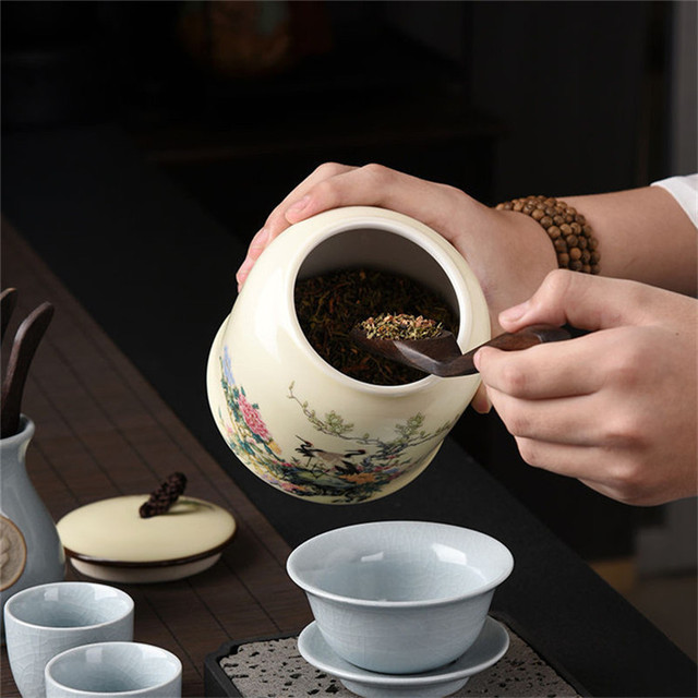 Duża ceramika-4 wzory chińskie słoik herbaty, przenośny pojemnik na herbatę z uszczelnieniem, idealny do kawy i herbaty - Wianko - 15