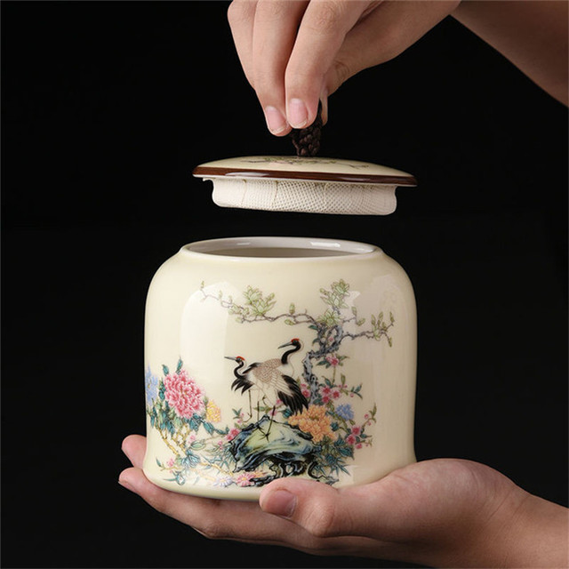 Duża ceramika-4 wzory chińskie słoik herbaty, przenośny pojemnik na herbatę z uszczelnieniem, idealny do kawy i herbaty - Wianko - 16