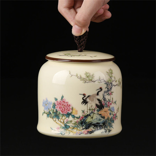 Duża ceramika-4 wzory chińskie słoik herbaty, przenośny pojemnik na herbatę z uszczelnieniem, idealny do kawy i herbaty - Wianko - 12