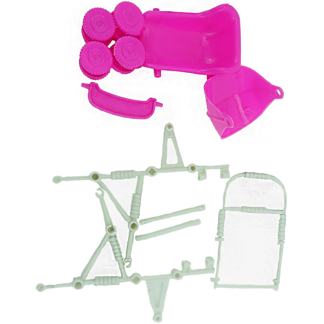Różowy wózek dla lalek Barbie Kelly 1:12 z akcesoriami - Wianko - 4