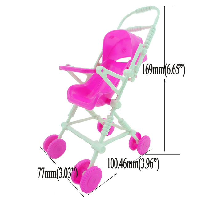 Różowy wózek dla lalek Barbie Kelly 1:12 z akcesoriami - Wianko - 5