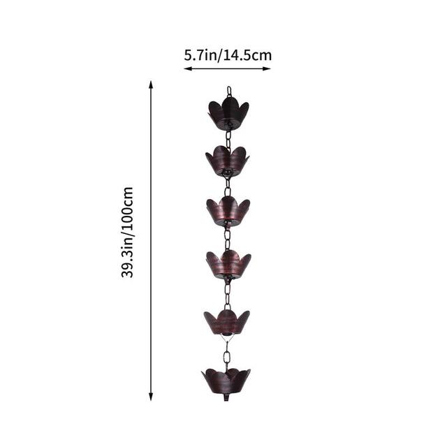 1-metrowy metalowy łańcuch deszczowy w kształcie płatka kubki deszczu do rynny metalowy drenaż łańcuch deszczowy do spustu - Wianko - 5