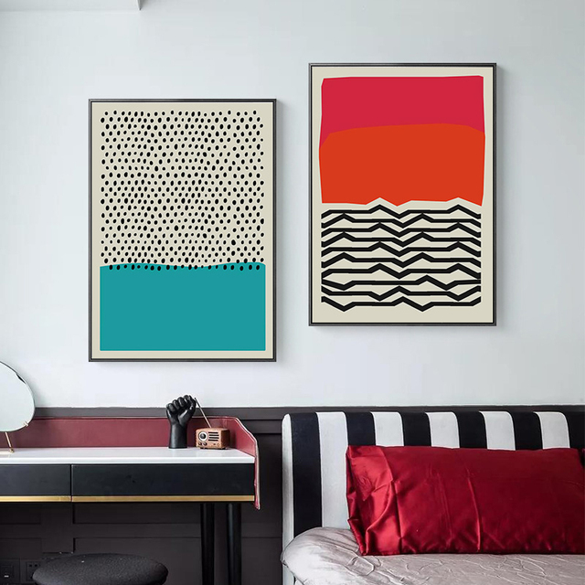 Obrazy ścienne bez ramki - nowoczesne geometria w stylu Pop Art, Morandi kolor Dot, dekoracja pokoju domowego - malarstwo i kaligrafia - Wianko - 6